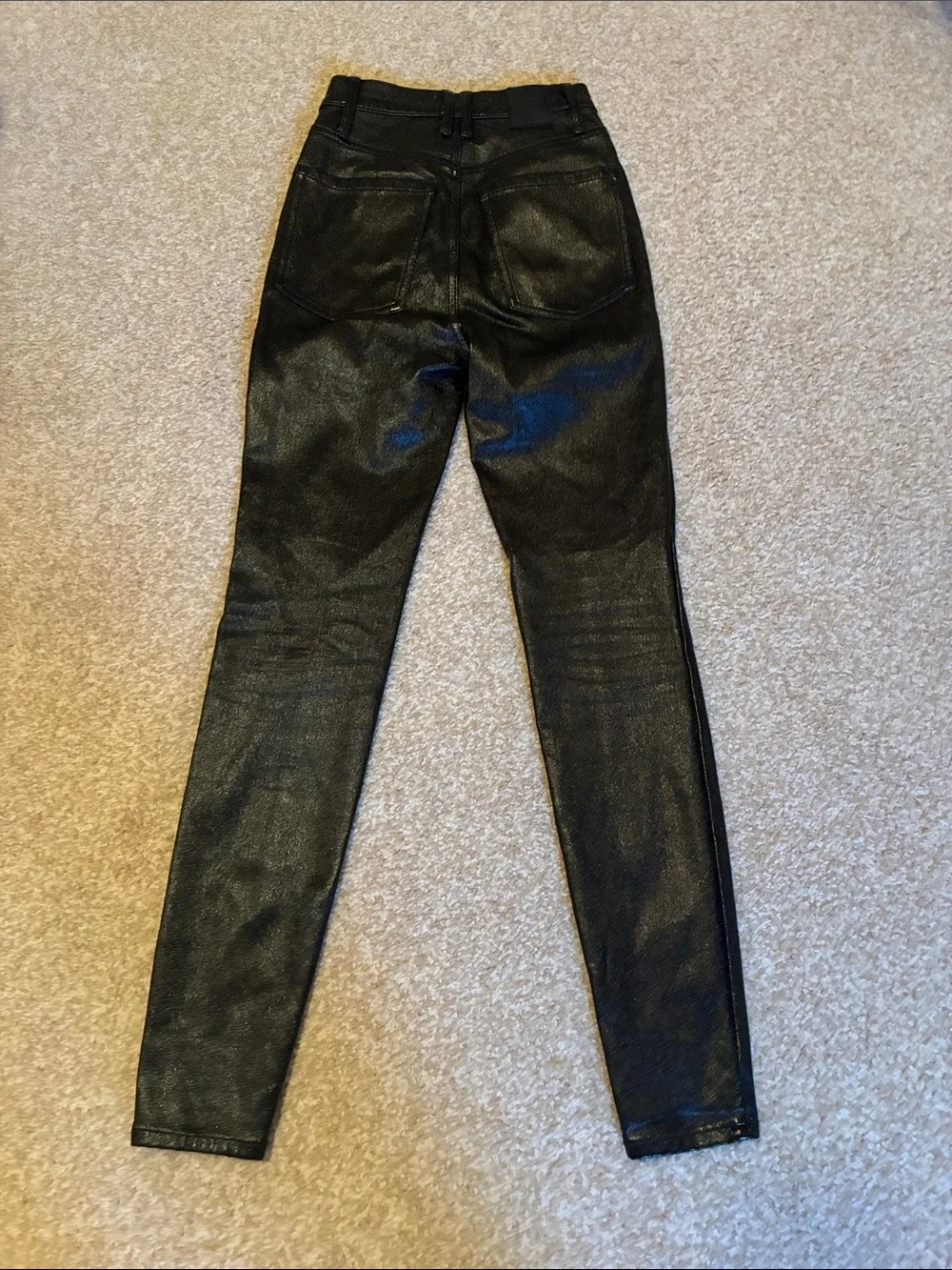 Free People Phoenix Coated Skinny Jeans Black Sz 24